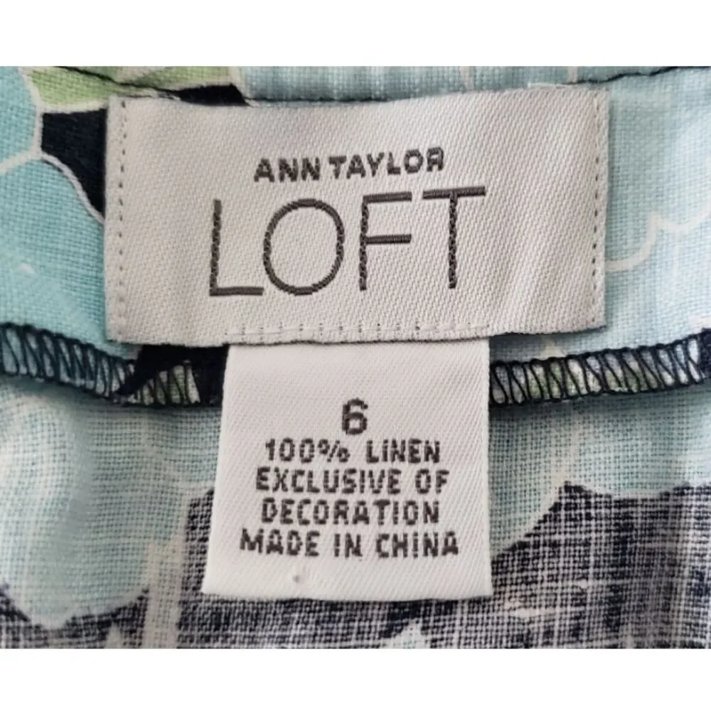 Ann Taylor Loft Floral Flare Bottom Linen Skirt Sz 6 Vintage Cottage Pastel Soft